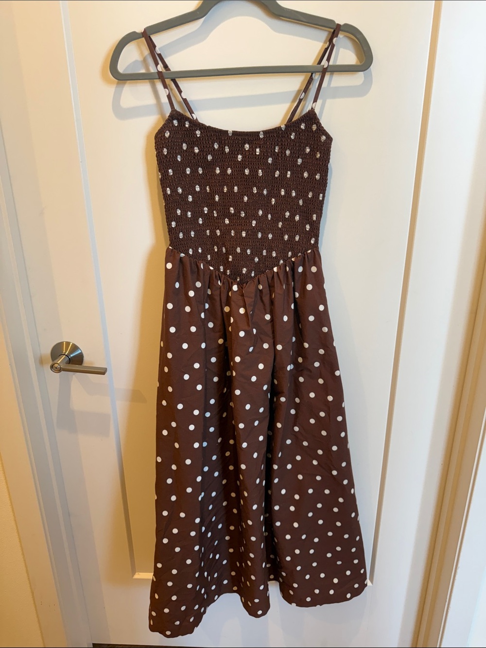 A&F Sydney Smocked Dipped-Waist Midi Dress